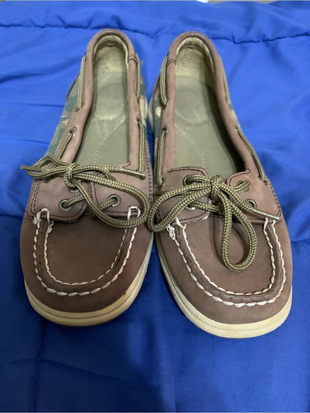 Sperry Top-Sider Camo Leather Boat Shoes Women’s 7M Lace Up